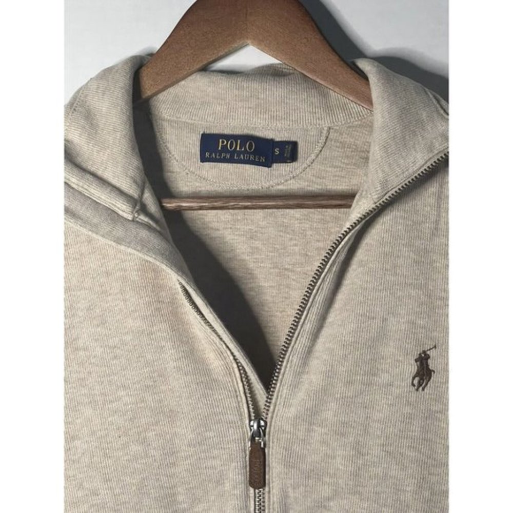 Polo‎ Ralph Lauren Vest Mens Size Small Beige Sleeveless Vest Full Zip Pockets